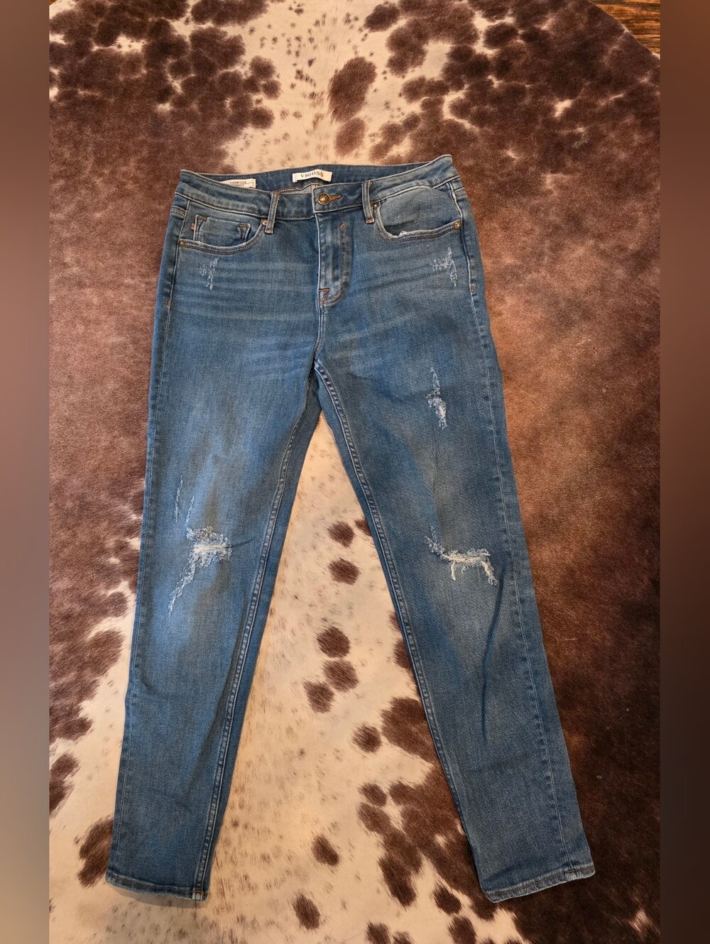 Vigoss Thompson Tomboy Jeans 29 Distressed Stretch Medium Wash